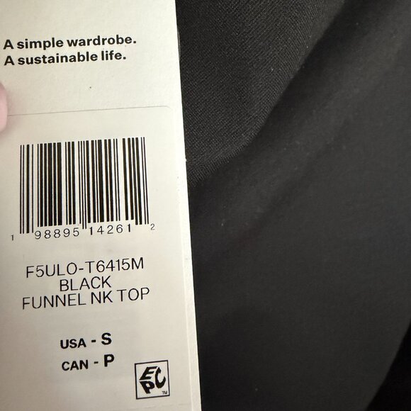 Eileen Fisher black lightweight ponte funnel neck top. Boxy fit. NWT. Size S. - Picture 6 of 7